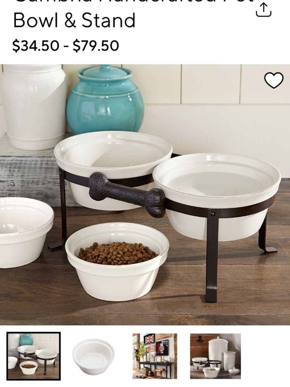 Cambria Handcrafted Pet Bowl & Stand pottery Barn